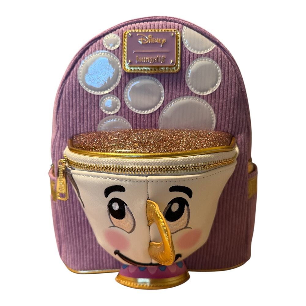 LOUNGEFLY BEAUTY & THE BEAST CHIP CORDUROY BACKPACK NWT